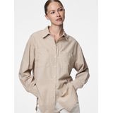 Pieces - Melia Loose Fit Overhemd - Blauw - 55% Gerecycled Polyester, 45% Katoen