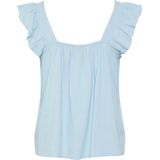 PIECES - PCPia - Blouse - Lichtblauw - Viscose, Gevoerde Zoom, Uitgesneden Rug