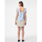 PIECES - PCPia - Blouse - Lichtblauw - Viscose, Gevoerde Zoom, Uitgesneden Rug