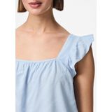 PIECES - PCPia - Blouse - Lichtblauw - Viscose, Gevoerde Zoom, Uitgesneden Rug