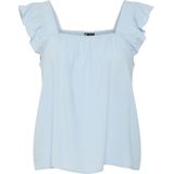 PIECES - PCPia - Blouse - Lichtblauw - Viscose, Gevoerde Zoom, Uitgesneden Rug