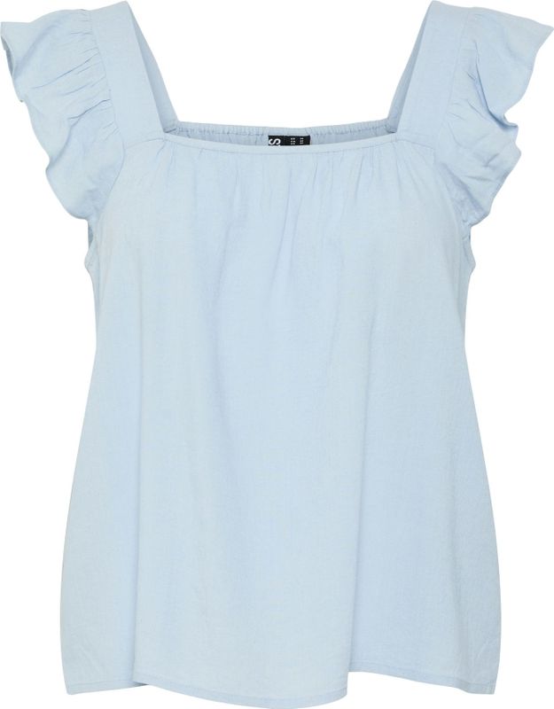 PIECES - PCPia - Blouse - Lichtblauw - Viscose, Gevoerde Zoom, Uitgesneden Rug
