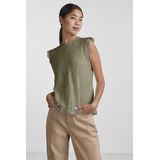 Pieces - Trekking Green - Top - Kanten Patroon - Mouwloos