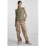 Pieces - Trekking Green - Top - Kanten Patroon - Mouwloos