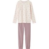 NAME IT KIDS pyjama Bow met all over print donkerroze/ecru