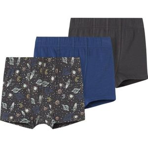 NAME IT MINI boxershort Space - set van 3 antraciet/blauw