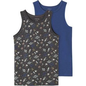 NAME IT KIDS hemd NKMTANK - set van 2 donkergrijs/blauw