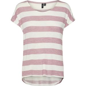 VERO MODA Dames Vmwide Stripe Sl Ga JRS Noos Top, Nostalgia Rose/Stripes: sneeuwwit, S