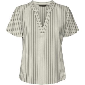 Vero Moda - Top - Beige - V-Hals - Korte Mouwen - Regular Fit