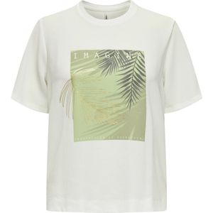 ONLY - ONLNEWFLORA - T-shirt - Goud - Lichtgroen - Wit
