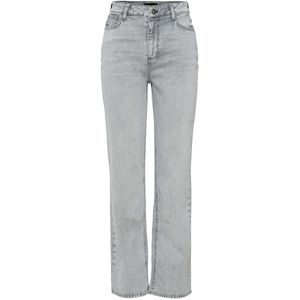 Pieces - Pckelly Hw Straight Jeans - Lichtgrijs - Denim - Dames
