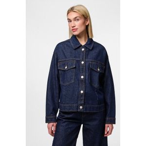 Pieces - Denim Jas - Donkerblauw - 79% Katoen, 1% Elastaan, 20% Gerecycled Katoen