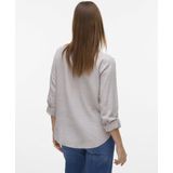 Vero Moda - Vmlinn Ls V-neck - Blouse - Moon Rock - 55% Linnen, 45% Viscose