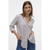 Vero Moda - Vmlinn Ls V-neck - Blouse - Moon Rock - 55% Linnen, 45% Viscose
