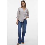 Vero Moda - Vmlinn Ls V-neck - Blouse - Moon Rock - 55% Linnen, 45% Viscose