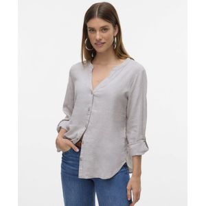 Vero Moda - Vmlinn Ls V-neck - Blouse - Moon Rock - 55% Linnen, 45% Viscose
