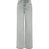PIECES - PCSELMA - Jeans - Lichtgrijs - Wide Leg, Mid Waist, Denim, 5-Pocket Style
