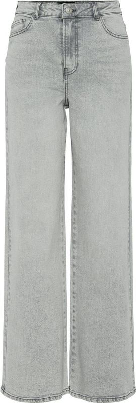 PIECES - PCSELMA - Jeans - Lichtgrijs - Wide Leg, Mid Waist, Denim, 5-Pocket Style