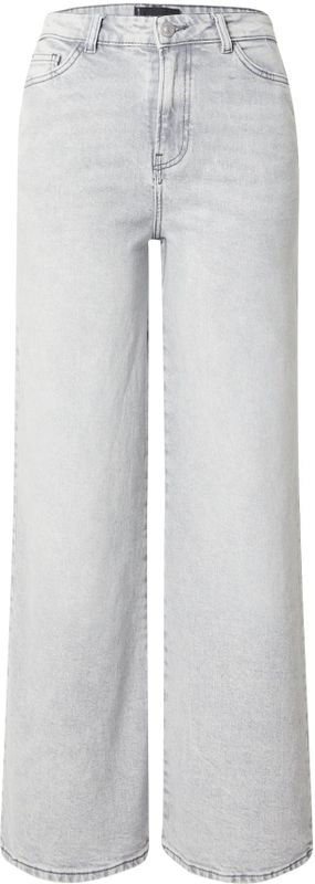 PIECES - PCSELMA - Jeans - Lichtgrijs - Wide Leg, Mid Waist, Denim, 5-Pocket Style