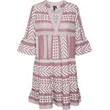 Jurk - V-Hals - 3/4 Mouwen - Wijde Mouwen - Kort - Loose Fit