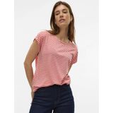 Vero Moda - Casual T-shirt - Gestreept - 95% Lyocell Tencel - Korte Mouwen