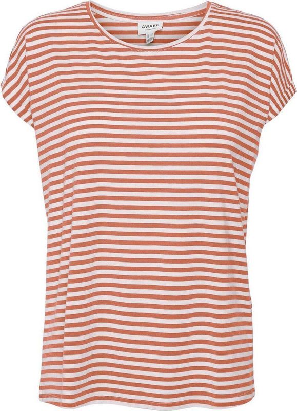 Vero Moda - Casual T-shirt - Gestreept - 95% Lyocell Tencel - Korte Mouwen