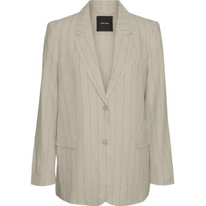 Vero Moda - Gestreepte Blazer - Oatmeal/Gray - Viscose/Linnen