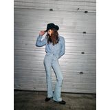 Jeans - Flared - Effen - Denim - Light Washed - High Waist