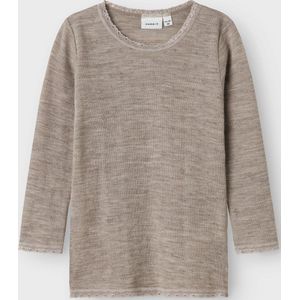 Merino Wol Top - Lange Mouwen - Ronde Hals - Kantdetail - Regular Fit