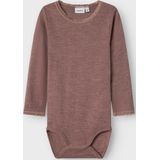 Merino Wol - Romper - Lange Mouwen - Drukknoopsluiting - Kantdetail
