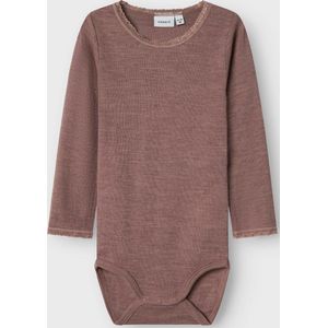 Merino Wol - Romper - Lange Mouwen - Drukknoopsluiting - Kantdetail
