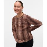 MAMALICIOUS - MLaura - Shirt - Bruin - Dierenprint - Lange Mouw