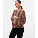 MAMALICIOUS - MLaura - Shirt - Bruin - Dierenprint - Lange Mouw