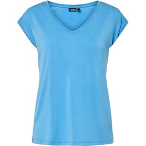 Pieces - T-shirt - Azure Blue - 73% Modal 27% Polyester