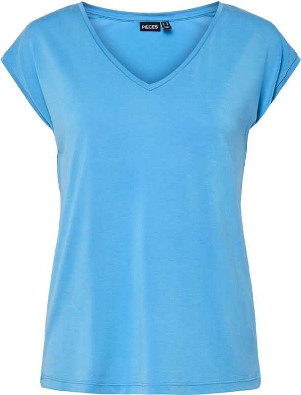 Pieces - T-shirt - Azure Blue - 73% Modal 27% Polyester