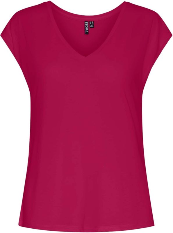 PIECES - T-shirt - Kersenrood - Modal