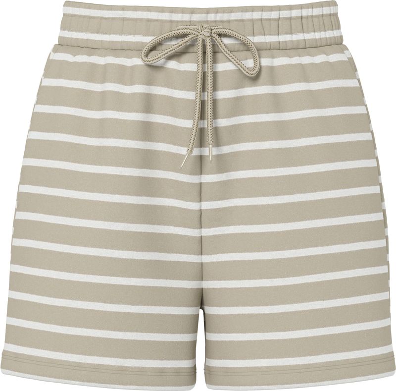 PIECES - PCChilli - Broek - Camel/Wit - Gestreept - High Waist