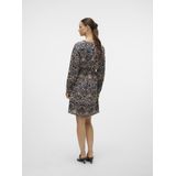 Vmvilja - Midi-jurk - Zwart - Overhemdkraag, Lange Mouwen, Riemsluiting