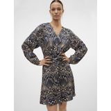 Vmvilja - Midi-jurk - Zwart - Overhemdkraag, Lange Mouwen, Riemsluiting