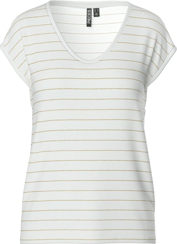 Bright White - T-shirt - Lurex Details - Korte Mouwen