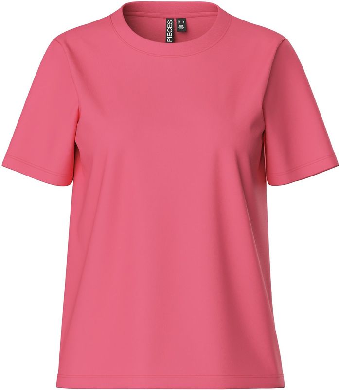 PIECES - Pcria Ss Solid Tee - T-shirt - Roze - Katoen