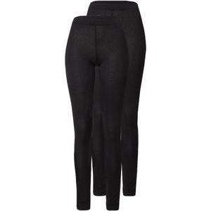 High-Waist Legging - Zwart - Zacht Rekbaar Jersey - Biologisch Katoen - Per 2 Verpakt