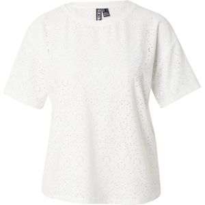 PIECES - PCABBY SS BROD ANG TEE JRS NOOS - Dames T-shirt - Cloud Dancer - Katoen