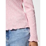 PIECES - PCFlora - T-shirt - Rosa/Wit - Lange Mouw