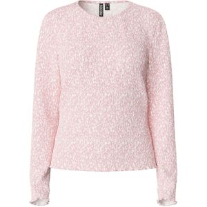 PIECES - PCFlora - T-shirt - Rosa/Wit - Lange Mouw