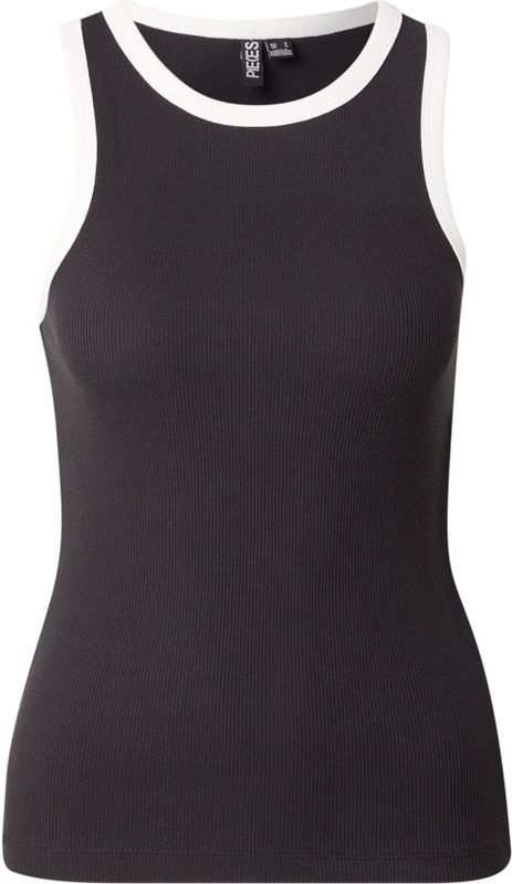 Pieces - Pcmay - Top - Zwart - 95% Biologisch Katoen, 5% Elastan