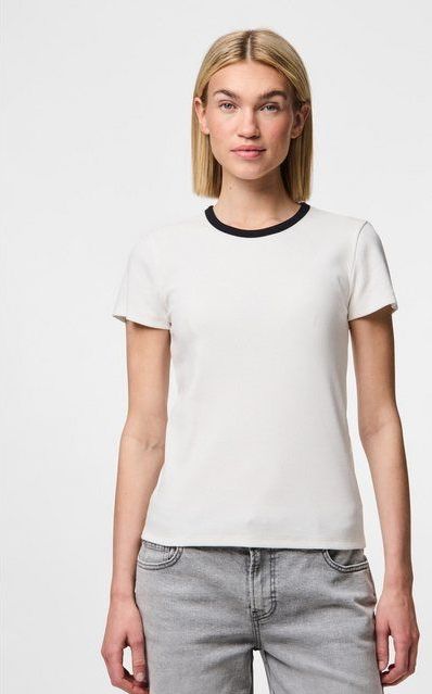 Pieces - Casual T-shirt - Wit - 95% Organisch Katoen