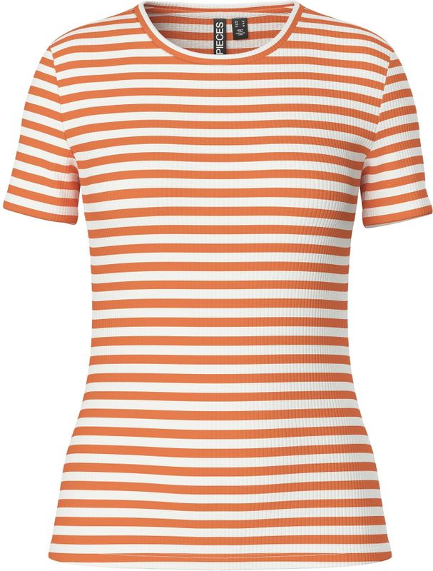 Pcruka Ss Top Noos Bc - Mandarijn Oranje - Slim Fit - Korte Mouwen