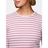 PIECES - PCRUKA - T-shirt - Lila/Wit - Lange Mouw - Slanke Pasvorm