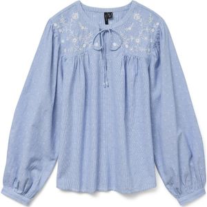 Vero Moda - Vmnika Ls Top Wvn Ga Noos - Blouse - Cashmere Blue - Dames